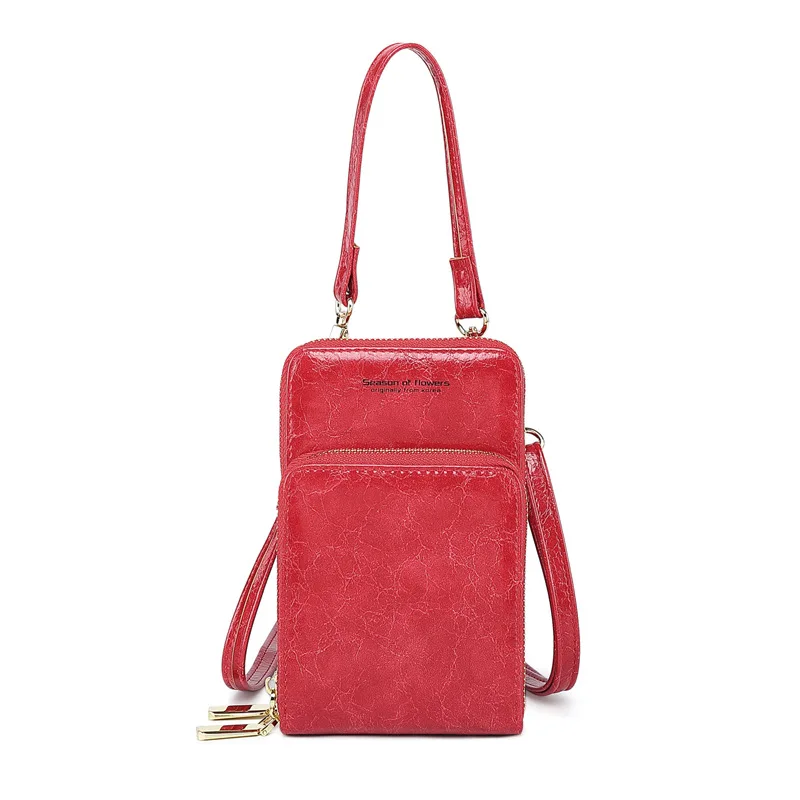 

New Oil Wax Leather Shoulder Bag Women Wallet Cell Phone Wallet Big Card Holders Wallet Handbag Purse Clutch Shoulder Straps Bag