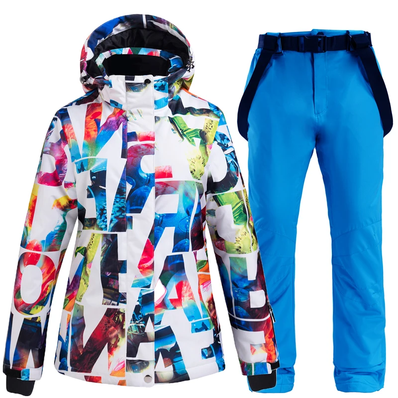 picture jacket pant Женский зимний костюм, комплект одежды, лыжные костюмы, водонепроницаемая ветрозащитная зимняя одежда для горного сноуборда, лыжные куртки+ зимние комбинезоны, штаны - Цвет: picture jacket pant