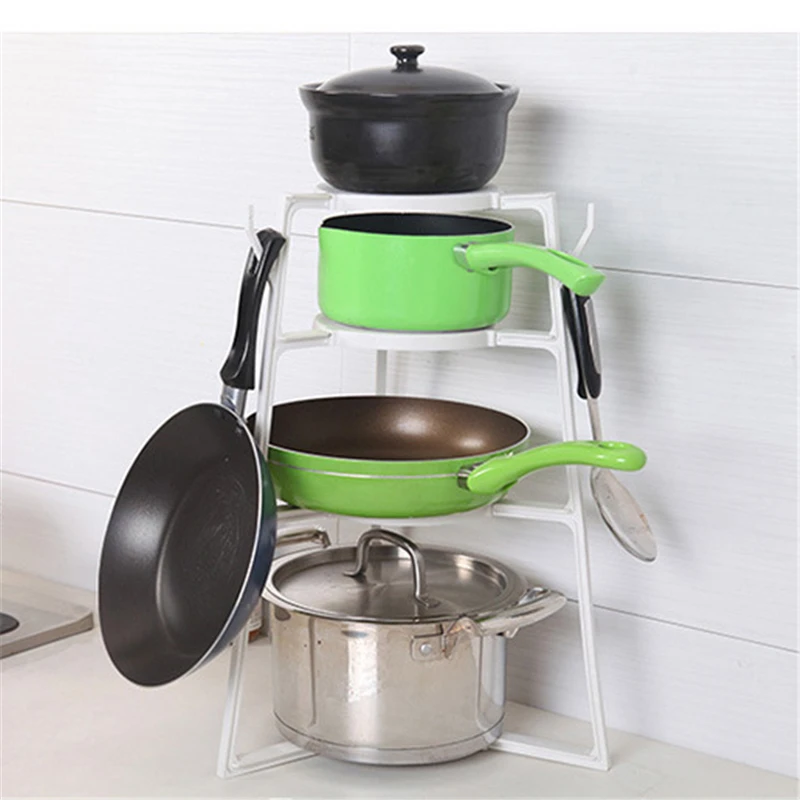 4 слоя Кухня стеллаж для хранения напольная подставка Пластик горшок посуда