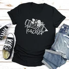 Футболка-карандаш с цветочным принтом в стиле бохо, Подарочная футболка для учителей, Милая женская футболка с коротким рукавом, топ с графикой для хипстеров