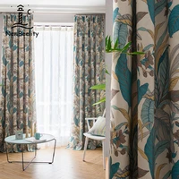 free shipping modern curtains for living room new study room grass and wood printed curtain finished custom blackout bedroom