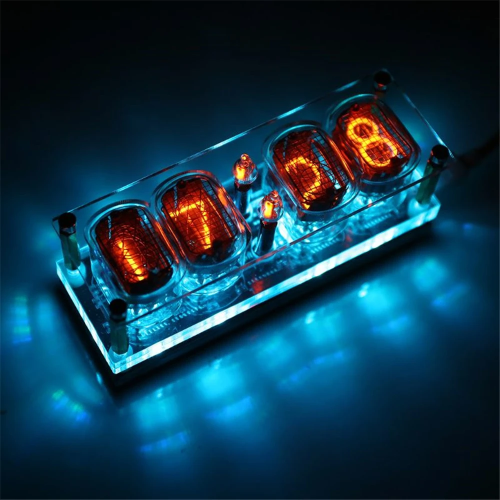 

IN-12 Glow Tube Clock 4-bit Integrated IN12 Glow Tube Clock Seven-color RGB LED DS3231 Nixie Clock IN-12B