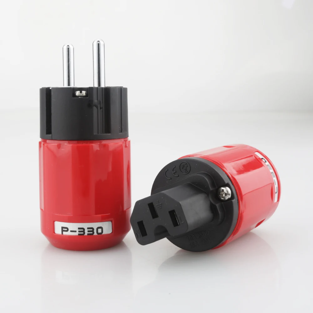 

Pair Audiocrast Audio Grade Rhodium Plated EU Schuko AC Power Plug+ IEC Connector Plug DIY Power Cord