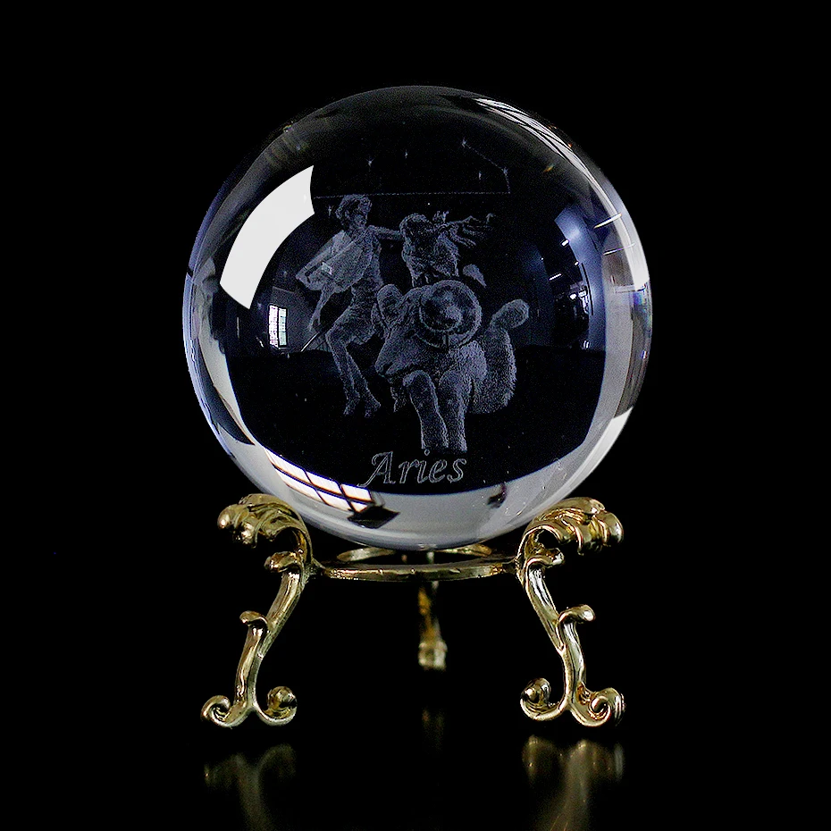 60 MM 3D Zodiac Sign Star Crystal Ball Laser Engraved Glass Sphere Crystal Craft Home Decor Birthday Gift Ornament