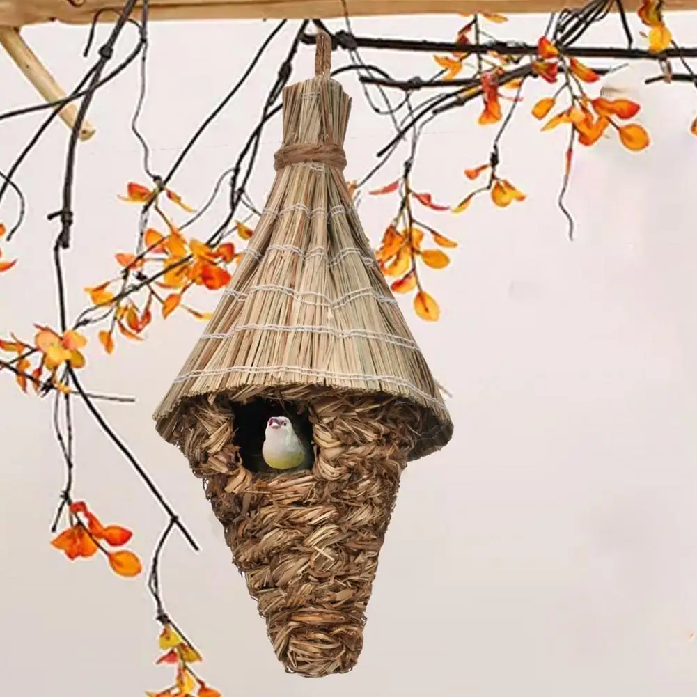 

Compact Practical Hanging Grass Hummingbird Nest Handmade Woven Nest Easy-cleaning for Garden