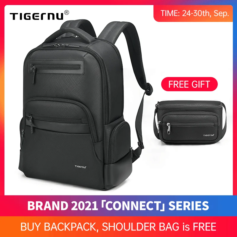 Tigernu Противоугонный рюкзак для ноутбука 15,6 "водонепроницаемый рюкзак Оксфорд с защитой от морщин Мужская модная дорожная сумка рюкзаки серии Connect