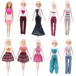 Одежда для куклы, 1 комплект, модный многоцветный наряд, платье, рубашка, повседневная одежда, аксессуары, одежда для куклы Барби