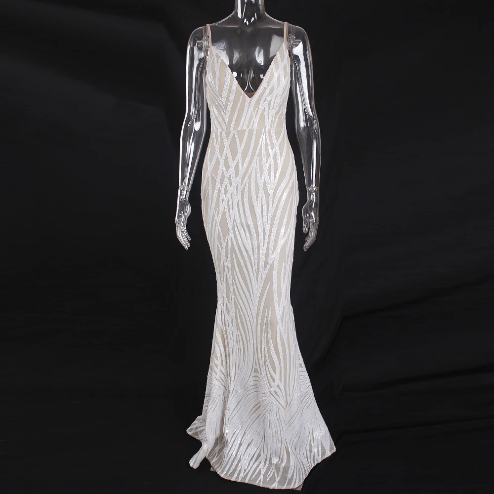 Платье-макси с V-образным вырезом без рукавов | Женская одежда