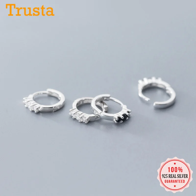 Женские серьги манжеты Trusta сережки из серебра 925 пробы с черным и белым