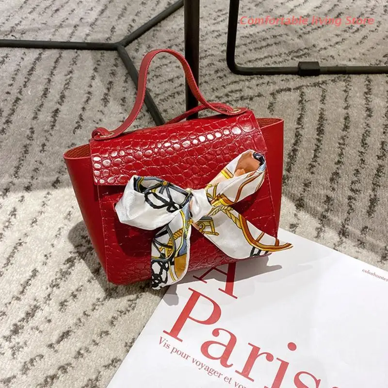 

Women PU Leather Scarf Shoulder Crossbody Bag Crocodile Pattern Tote Satchel