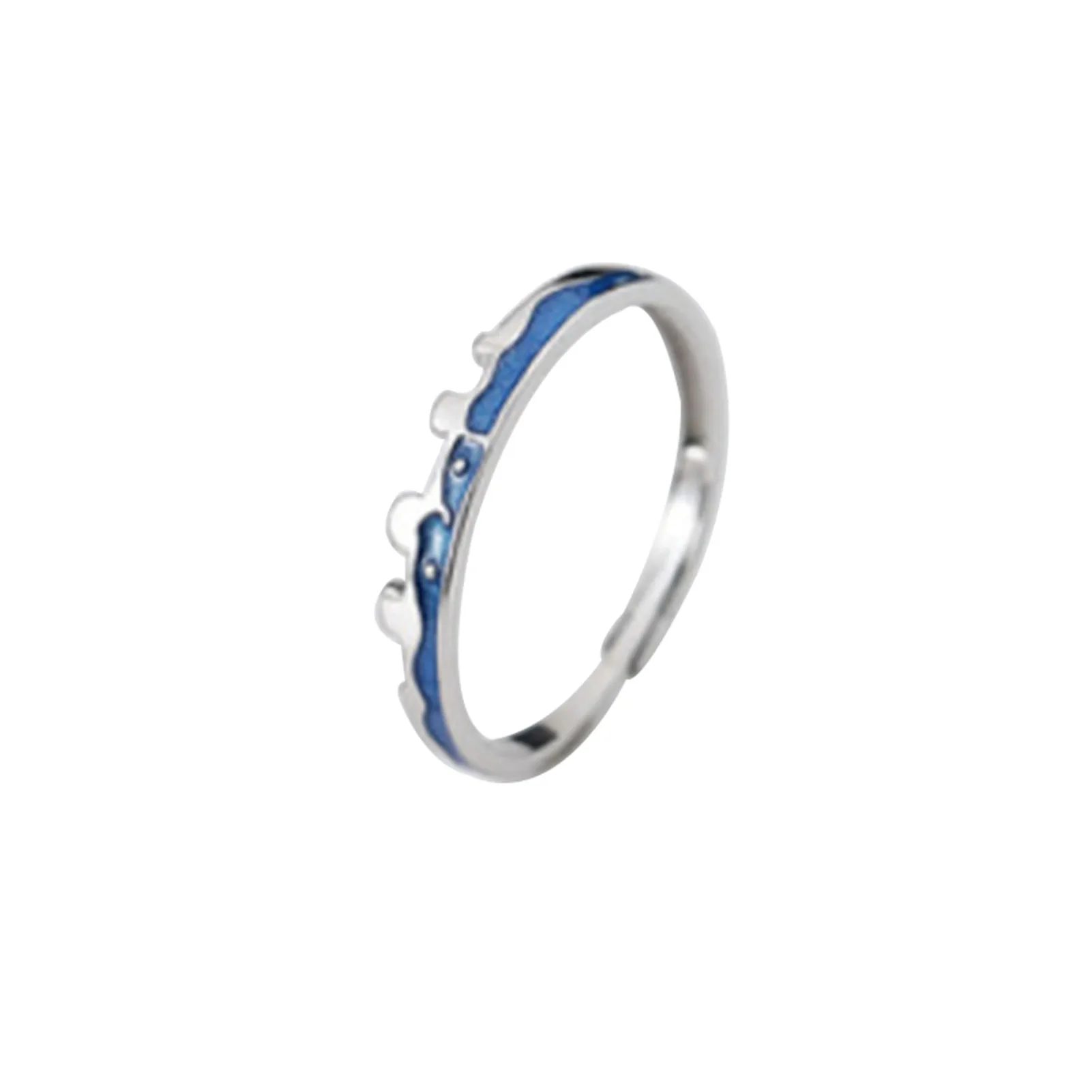 Moon and Sea Promise Ring for Him Her Adjustable 2 Tone Sterling Silver 925 Rings Couple One Size d88 | Украшения и аксессуары