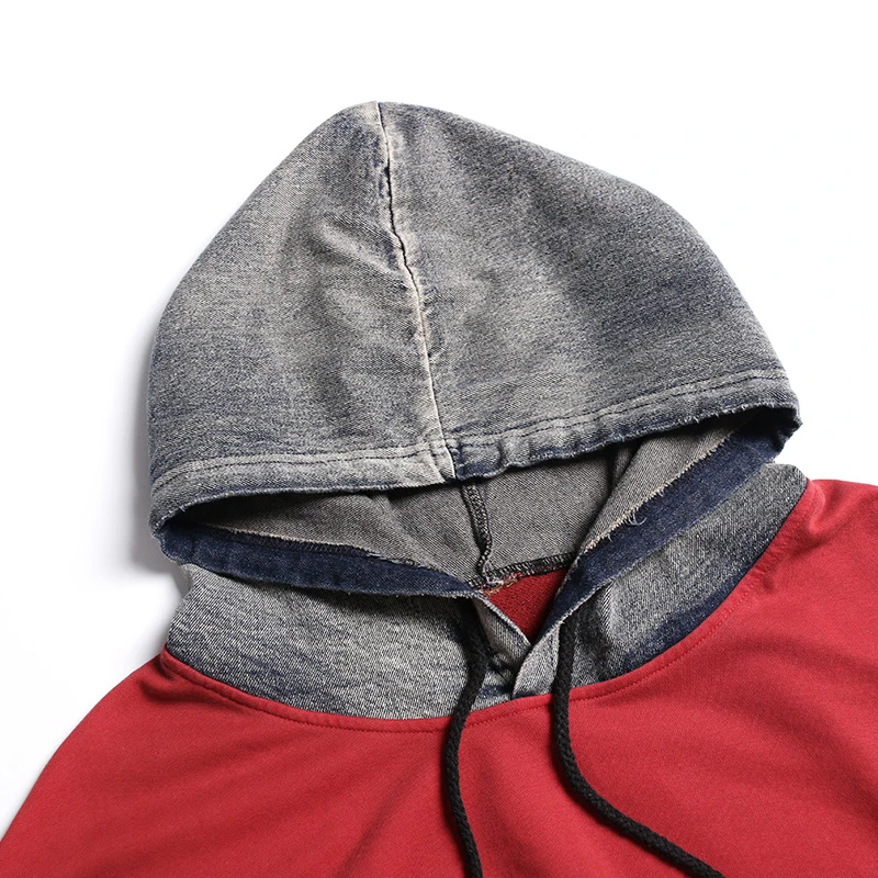 

Baggy Oversized Long Hooded Sweatshirts Casual Harajuku Contrast spliced jean Sweatshirts Loose Autumn Denim Hoodies Pullovers
