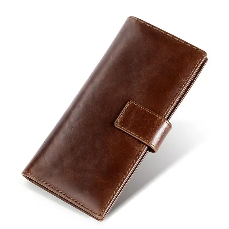 

Мужской кошелек из натуральной кожи с пряжкой, Длинный дизайнерский верхний слой из воловьей кожи, деловой держатель для карт, клатч, Винтаж...