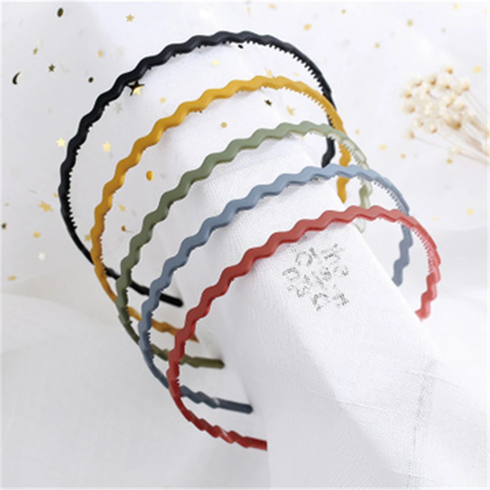 

New Fashion Women Hairband Candy Color Wavy Toothed Scrub Anti-skid Fine-edged Color Hair Band Wash Headband Hair Accessories
