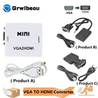 Конвертер VGA-HDMI-совместимый, портативный мини VGA2HDMI видео бокс, аудиоадаптер 1080P для ноутбука, ПК, HD ТВ проектора, ТВ