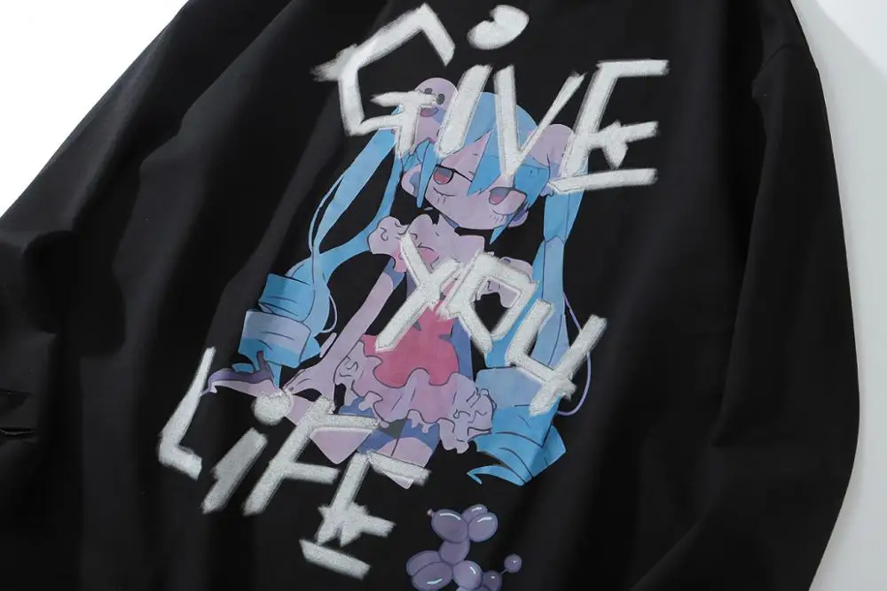 

UNCLEDONJM Cartoon couple's sweatshirt streetwear t-shirt anime shirt long sleeve woman tshirts harajuku t-shirt APS-1206