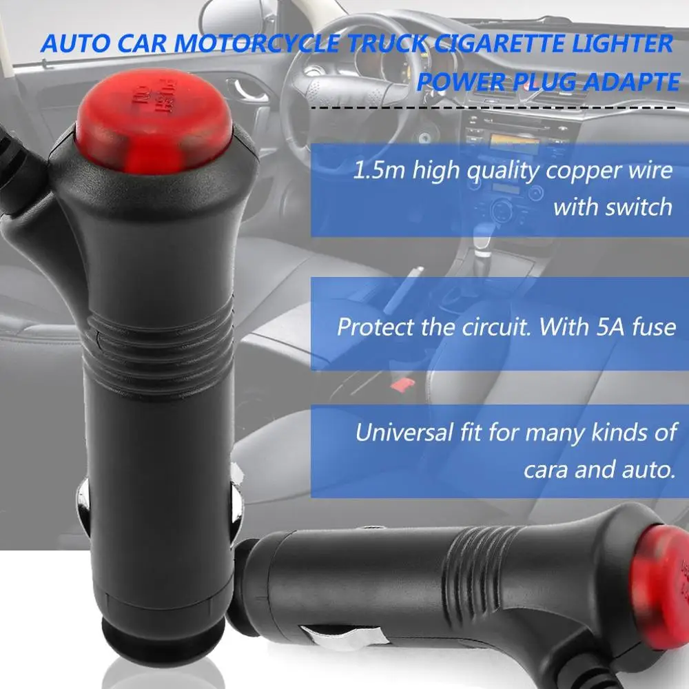 Новинка 12 в 24 В штекер автомобильный Мотоцикл гнездо прикуривателя разъем вкл.