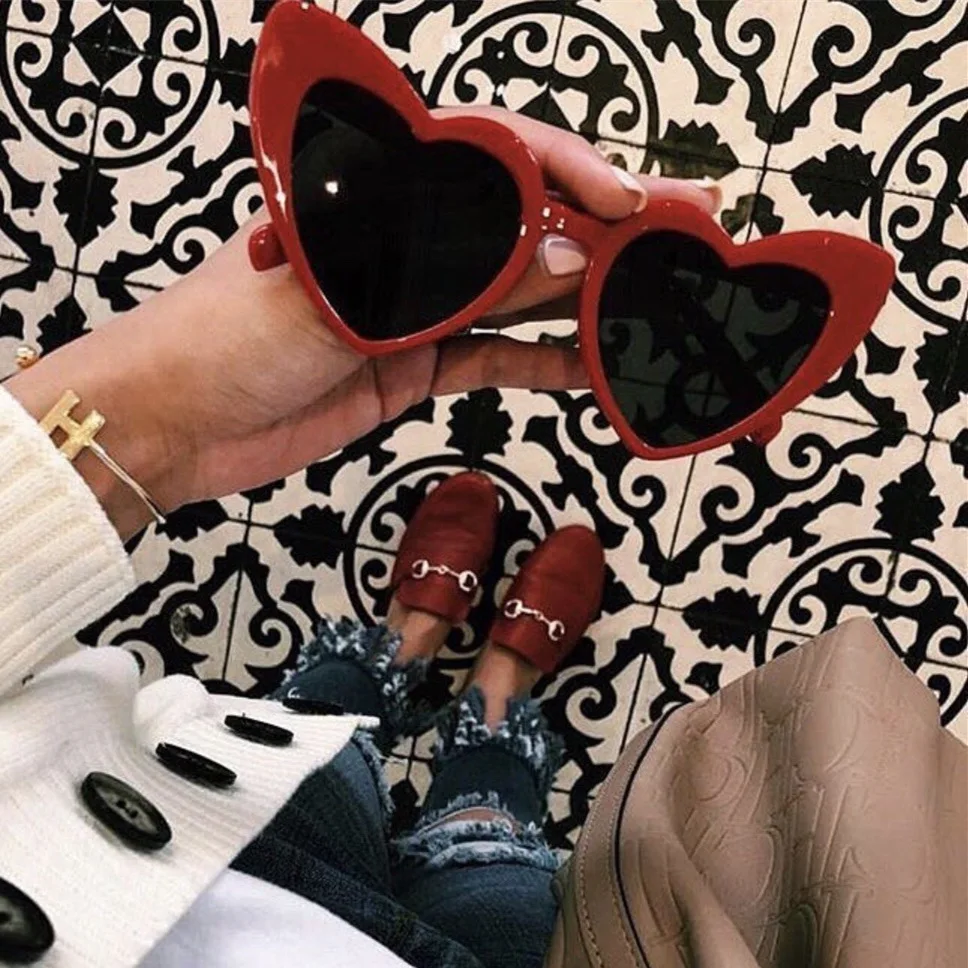 new large heart sunglasses women vintage brand designer sun glasses shades female uv400 hot sale funny versatile sunglasses free global shipping