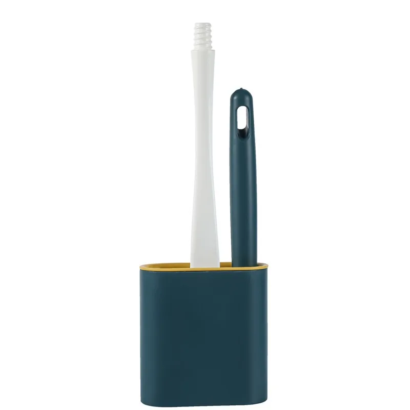 

Toilet Brush Water Leak Proof With base Silicone Wc Flat Head Flexible Soft Bristles Brush with Quick Drying Holder Set