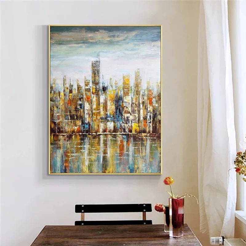 

Abstract Colorful Building Canvas Wall Poster Spray Painting Print on Canvas Fashion Modern Wall Art for Home Decoration Wall
