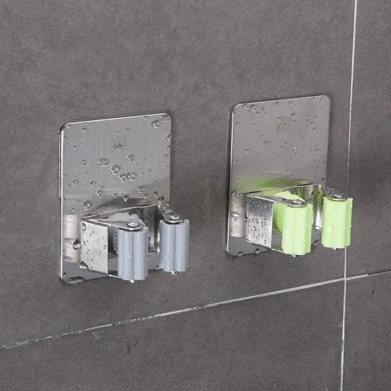 

Wall Mounted Mop Holder Brush Broom Hanger Rack Kitchen Tool Waterproof Kitchen Bathroom Space Saver 652A