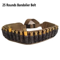 tactical 25 rounds bandolier 12 gauge ammo holder belt airsoft military rifle shotgun cartridges pouch waist belt holster