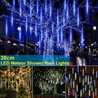 2022 Рождественская светодиодная гирлянда метеоритный дождь с 8 трубками, уличная Водонепроницаемая гирлянда для сада, рождественское и Свадебное украшение