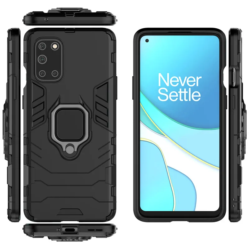 Shockproof Bumper For OnePlus 8T Case For OnePlus 8T 8 7 Pro Silicone Armor Hard PC Stand Protective Phone Cover For OnePlus 8T