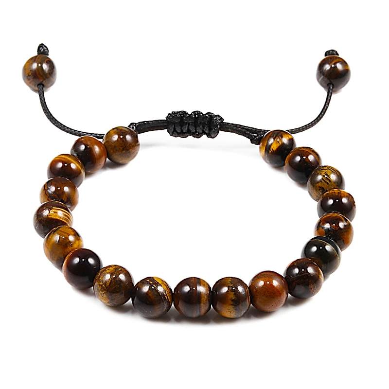 Браслет с бусинами тигровый глаз для мужчин и женщин Очаровательное украшение из