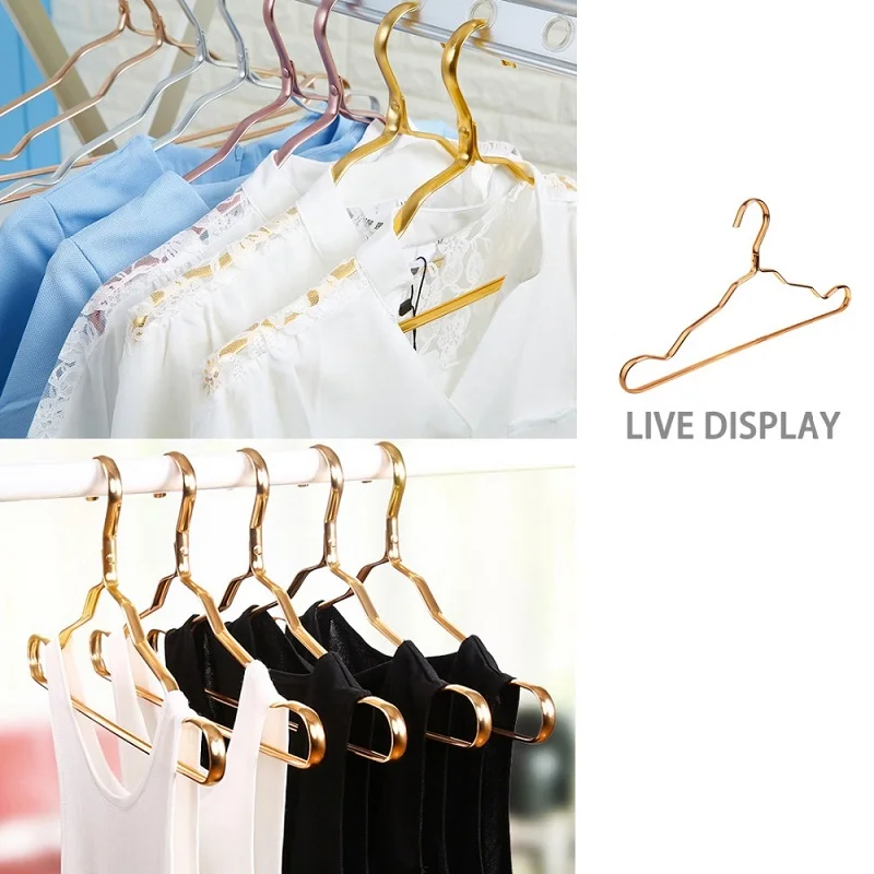 

10pcs / Lot Aluminum Alloy Hanger Adult Non-Slip Windproof Thick Metal Shirt Trouser Hook Hanger