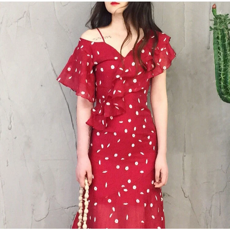 Женское летнее платье-туника Пляжное платье на одно плечо с цветочным принтом и