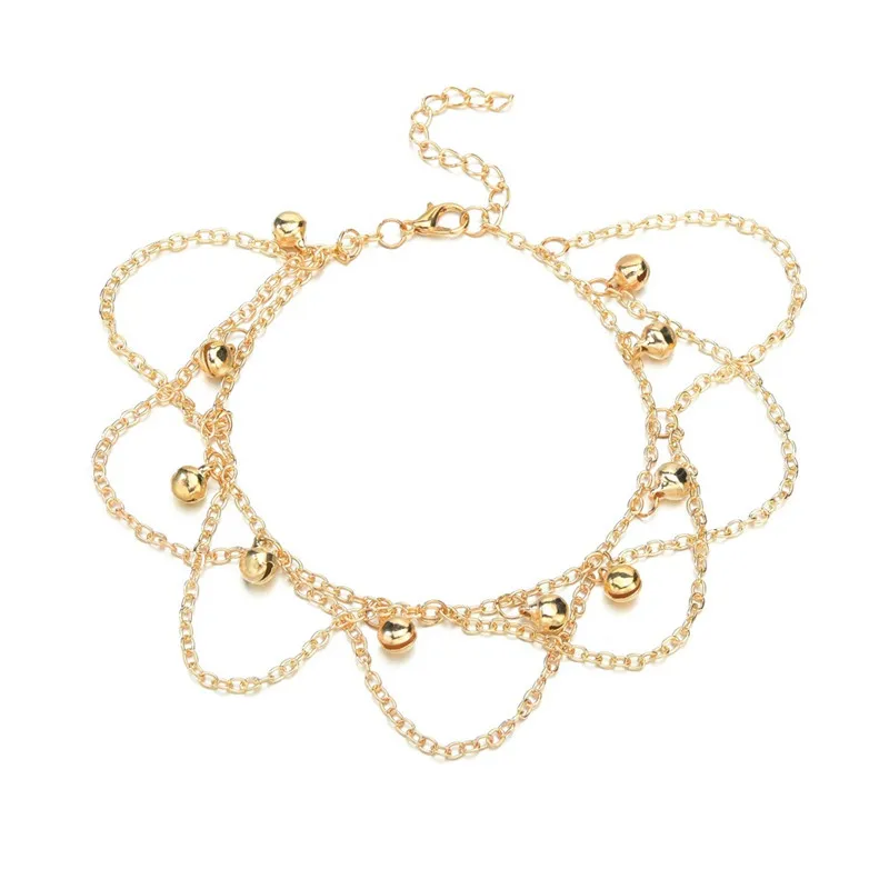 Новая женская цепочка с кисточками колокольчики золотая металлическая ножные