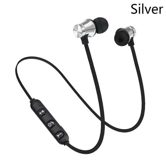 Silver Спортивные магнитные Bluetooth наушники беспроводные наушники-вкладыши с микрофоном для спорта на открытом воздухе Bluetooth Магнитная гарнитура Блютуз-наушник - Цвет: Silver