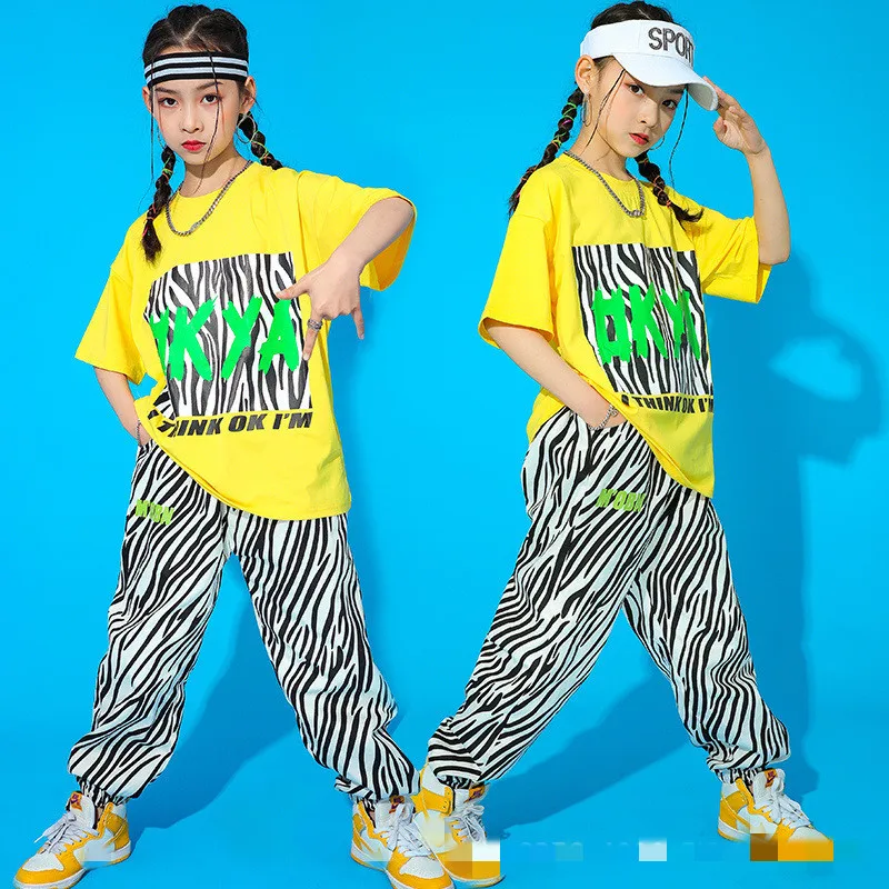 

Kids Dance Costumes Hip Hop Costumes for Girls Boys Ballroom Jazz Dancing Crop Top T Shirt Pant Clothes Dance Outfits Stage Wear