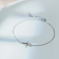 original design silver color paper airplane chain charm bracelets inlaid zircon adjustable bracelet for women bangle jewelry