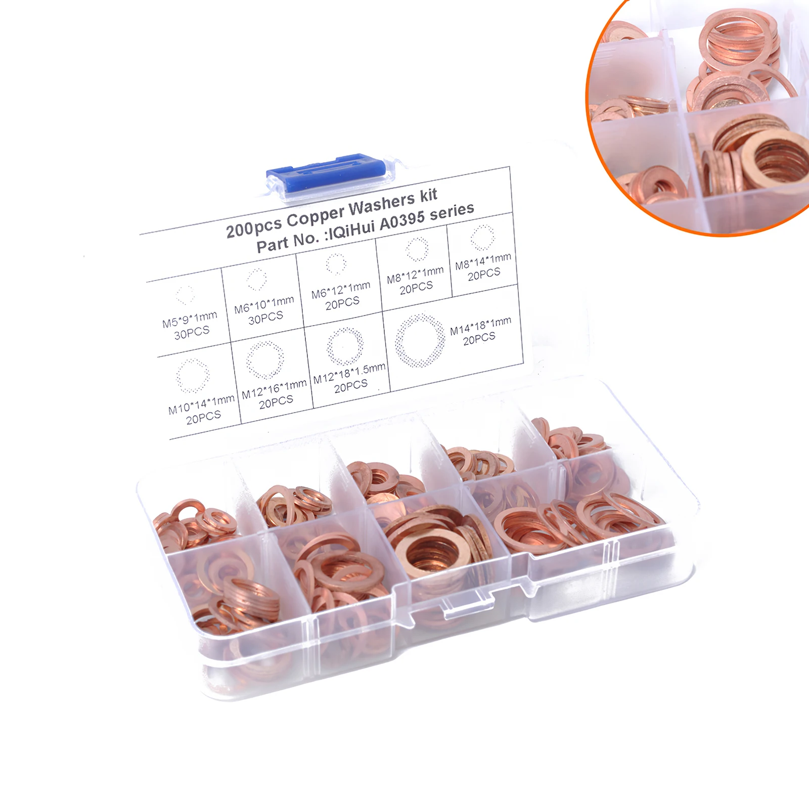 

TiOODRE Copper Gasket Multi-size Copper Flat Washer Copper Flat Gasket Box Heat Resistant Sealing Washers Convenient Sealing
