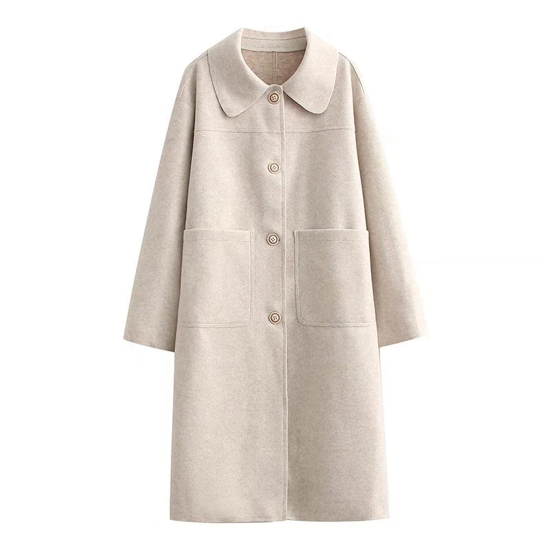 

Куртка женская шерстяная оверсайз, с карманами, на осень/зиму, 2021