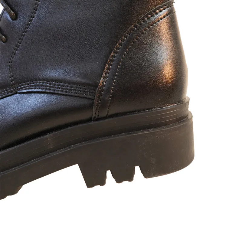 

YMECHIC Women Army Combat Ankle Boots Side Zipper Shoes Gothic Black Cross-tied Platform Casual Fashion Botas Mujer 2020 Winter