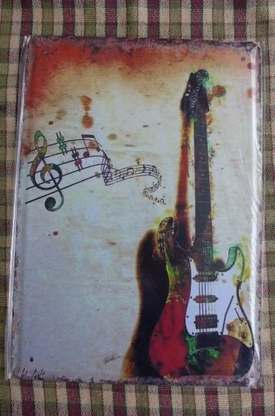 Гитара ретро металлический знак окрашенный плакат гараж дом паб клуб настенное