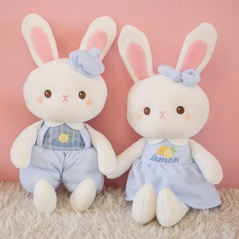 

1pc Fashion New 23CM Rabbit Plush Toy Soft Stuffed Cartoon Animal Rabbit Wear Clothes Doll Sleep Pillow For Kids Girls Xmas Gift