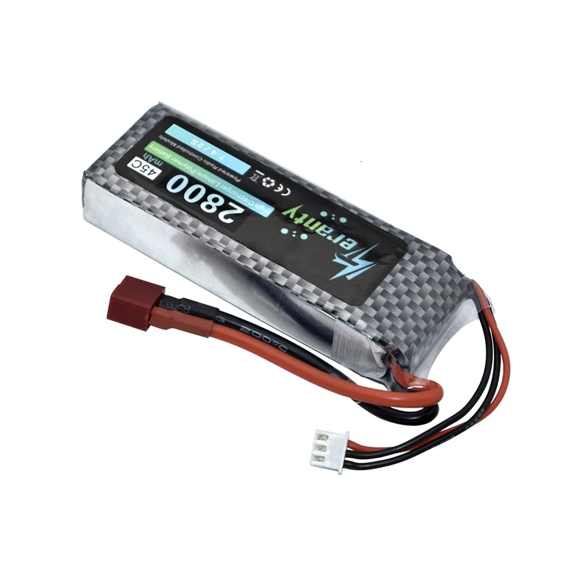 Teranty Power-bater&iacute;a Lipo para Dron de control remoto, pieza de repuesto 2s, 7,4 maH, 2800 v, 2200mah, 7,4 v-4