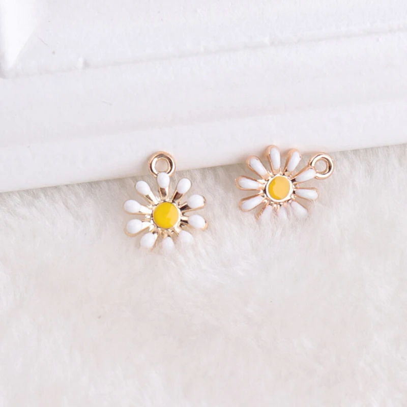 

Miraculous New 20pcs Jewelry Tone Sunflower Great Enamel Daisy Shape Alloy Charm Necklace Pendants Jewelry Crafts