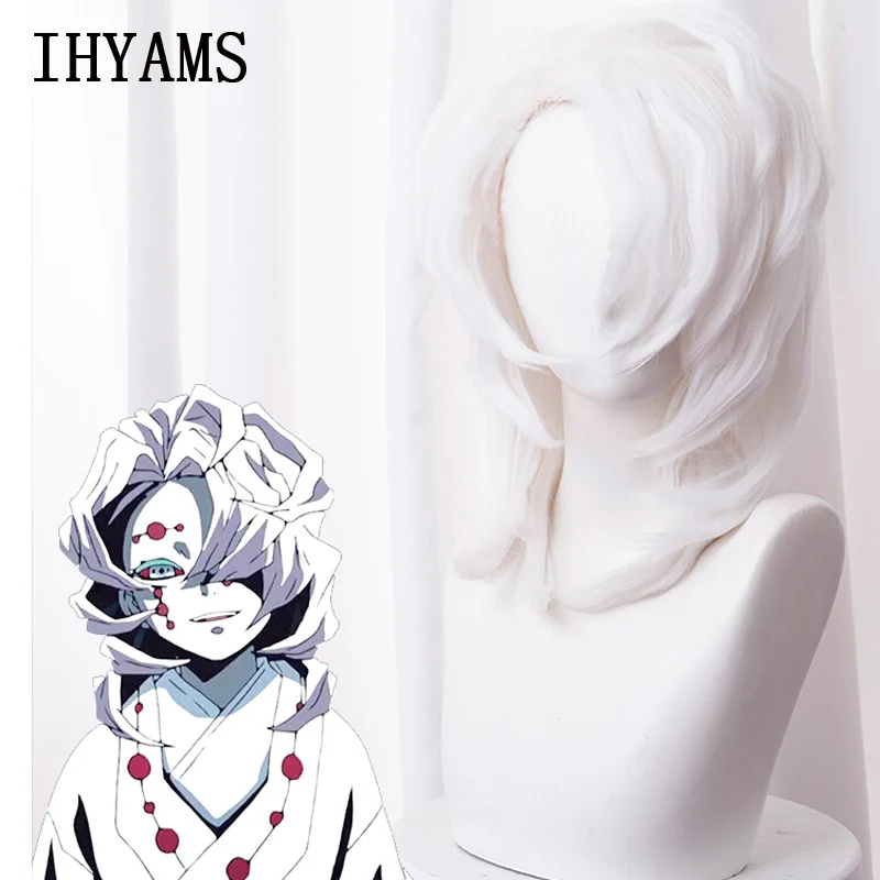 

Demon Slayer Kimetsu no Yaiba Cosplay Rui Wig 40cm Short Heat Resistant Synthetic Hair Halloween Cosplay Wig + Wig Cap