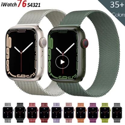 

Metal Strap For Apple watch band 45mm 44mm 41mm 42mm 38mm Stainless steel belt bracelet magnetic loop iWatch Series 3 4 5 6 se 7