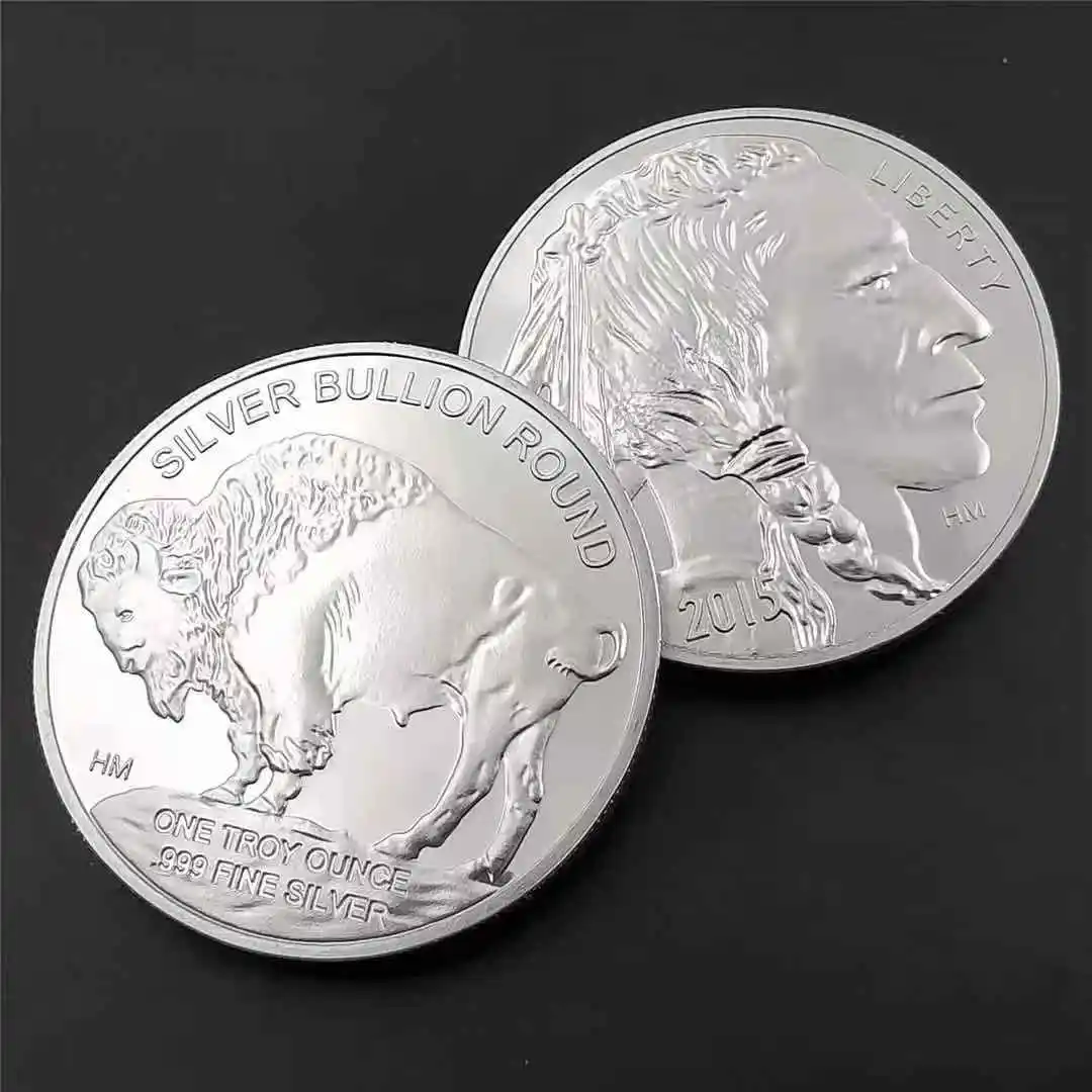 USA Commemorative Coins 1OZ 999 Fine Silver 2015 Liberty Indian/Buffalo Challenge Collectible Souvenir Gifts | Дом и сад