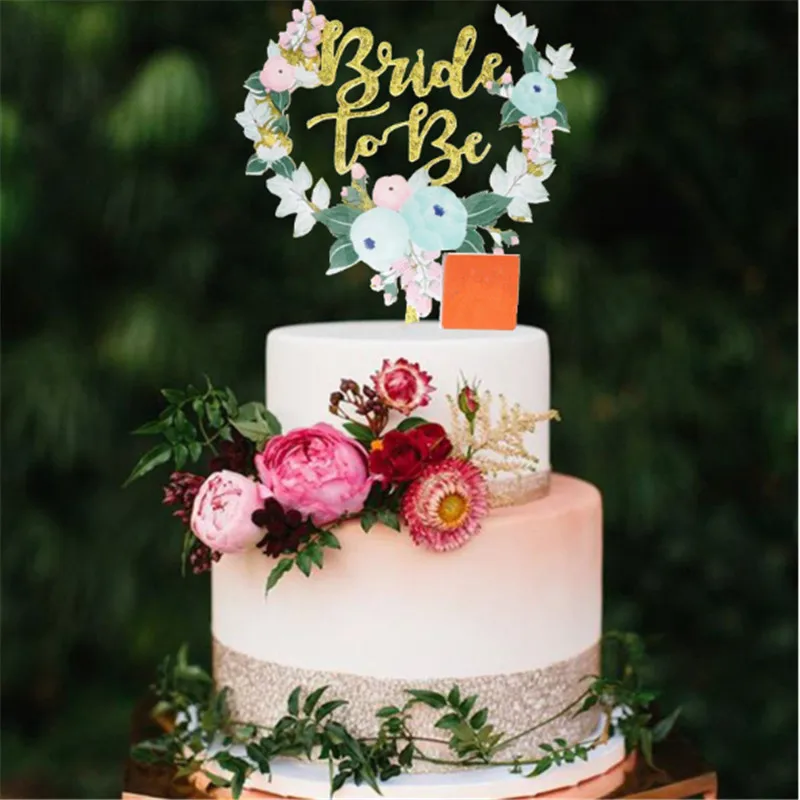 1 шт. свадебное украшение невесты быть золотой акриловый торт Топпер ДУШ