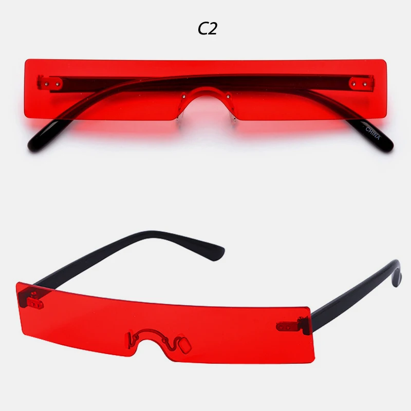 

ZUEE New Rectangle Sunglasses Women Fashion Luxury Brand Designer Red Pink Clear Small Lens Personality Sun Glasses Shades UV400