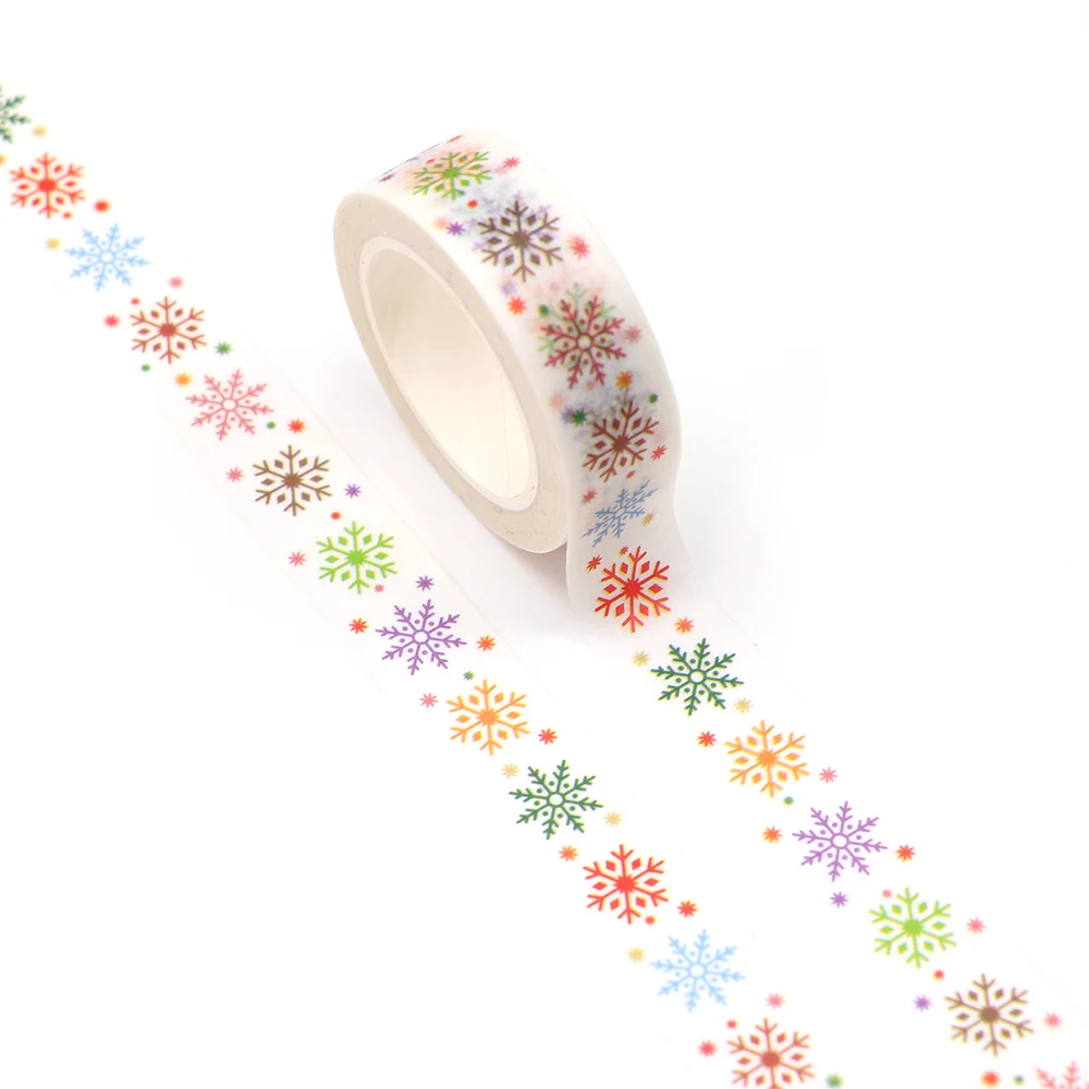 

NEW 10pcs/Lot Decorative Colored Snowflakes Christmas Washi Tapes Bullet Journal Adhesive Masking Tape Stationery
