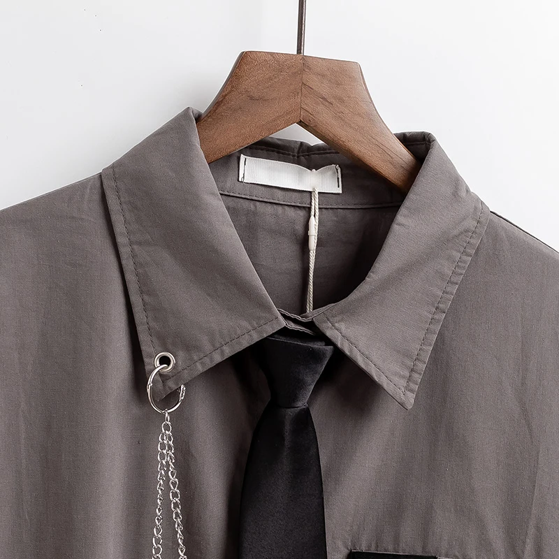 Женская блузка с длинным рукавом в стиле панк и завязкой-цепочкой уличная одежда