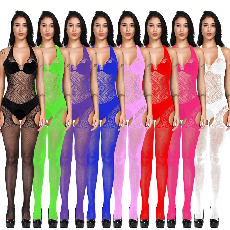 

Соблазнительные облегающие чулки с лямкой на шее и красивой спиной для девушек полая Пижама с открытой пилкой удобное длинное бикини W168